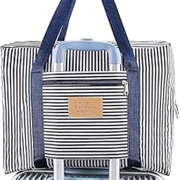 bestottam Foldable Waterproof Lightweight Women's Travel Bags Cloth Storage Luggage Bag for Travelling Shoulder Luggage Bag Handbag Clothes Storage Duffle Bag Tote Bag (Blue LINE)-picture-20