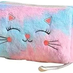 Kuruji Cute Cat Plush Cosmetic Bag Organizer Travel Toiletry Bag Makeup Pouch Style A |Travel Toiletries Organizer Waterproof Pouch Makeup Organizer Bag for Women, Girls & Bride-picture-17