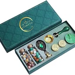 LOMESH Wax Seal Stamp Kit,Mingting Classical Old-Fashioned Antique Wax Stamp Seal Kit Initial Set Gift Box with Vintage Wooden Handle and Brass Color Head-picture-12