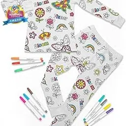 ARNIARTS Kids DIY Paintable Pajama Set | Colouring Sleepwear Kit with Washable Markers | Fun Learning Night Suit for Boys & Girls | Creative Art Activity Gift-picture-31