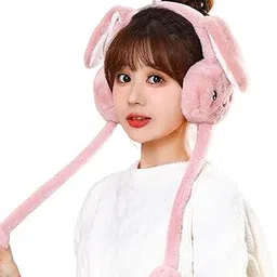 richmen Kids Winter Earmuffs With Moving Rabbit Ear Cover for Women Girls Woolen Plush Casual Ear Warmer Fashion Accessories Windproof Ear Muff Headphone-picture-10