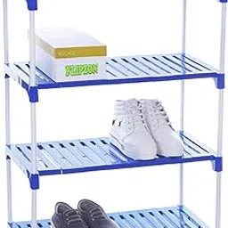 FLIPZON 4 Step Strong Foster Rack Organizer for Shoe/Clothes/Books | Need to Be Assemble - DIY | Metal & Plastic | Blue & White-picture-24