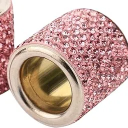 Merishopp 2x Crystal Diamond Car Headrest Head Rest Collars Rings Decors Pink-image-2