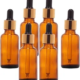 SHARRETS VITALAB 30ml Amber Glass Dropper Bottles (Combo of 6) – Premium Reusable Bottles for Essential Oils, DIY Blends, Perfumes & Cosmetics – With Gold Ring, Black Silicone Teat & Glass Dropper-image-93