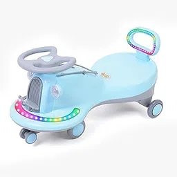 Luusa® Train Magic Car | Swing Car | Ride on Toy Car for Kids| Twister Ride on | Magic Toy Car | Cooper Train Car Rider with Steering Music & Lights for Boys and Girls (Blue)-image-0