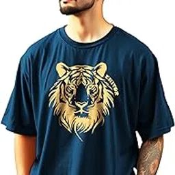 enitor Mens Oversized Half Sleeve Graphic Printed T-Shirt for Men Teal-picture-52