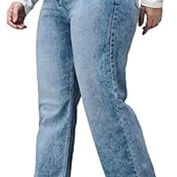 miss chase a+ Women's Wide-Leg Fit High Rise Regular Length Stretchable Denim Jeans-picture-3