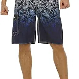 unitop Men's Beach Shorts Lightweight Tropical Watersports Long Board Shorts with Mesh Liner Black-259 32-picture-35