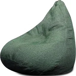 Style Homez ORGANIX Collection, Classic Bean Bag Jumbo SAC Size Green Color in Organic Jute Fabric, Filled with Beans Fillers-picture-11