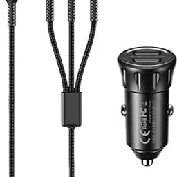 WK LIFE BORN TO LIVE- RCC236 2.4A Faster car Charger with 3 in 1 Stretchable Coil Cable 1.2m Dual USB Port Car Charger Adapter, Compatible with iPhone15/14/13/12pro/Galaxy/S22, Oppo All Devices-picture-13