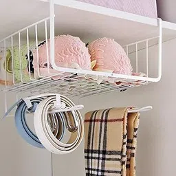Storage Basket Kitchen Storage Rack Under Cabinet Storage Shelf Basket Wire Rack Organizer Multifunctional (White28 x 26 x 20Cm Iron)-picture-18