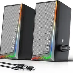 Computer Speakers with 3.5 mm Aux,Desktop Speakers with Various Colorful RGB Lights,Gaming Speakers with Volume Control,Computer Speakers for PC/Desktop Monitor/Laptop/Tablet Phone-picture-29