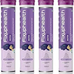 Fixuphealth Biotin Selenium Amino acids Vitamin and Zinc Effervescent Tablets Orange Flavour Pack of 4 20 tablets each pack Useful for Repair and Protect Hair nails and skin care-picture-56
