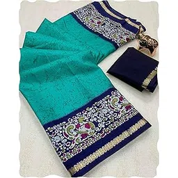 peachmode Women's Modern Abstract Print and Kalamkari Pallu Dola Silk Saree with Unstitched Blouse Piece | Lightweight Stylish Ethnic Wear Sari Latest Fancy Tendy Sadi Silk Sarees for Women-picture-15