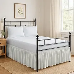 Ruffled Bed Skirt Split Corners Ultrasoft Poly Cotton/Microfiber Upto 12" Drop Expertise Tailored Fit Wrinkle Free Bed Skirt Dust Ruffle (Queen-Ivory)(Available in All Bed Sizes and 10 Colors)-picture-28