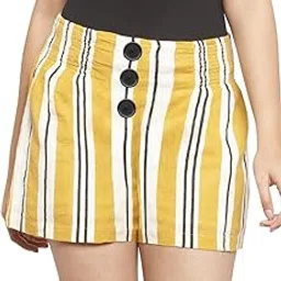martini get high ! Martini Western Women Cotton Shorts | Goa Beach | Vacation | Waist Elastic | Lounge Wear (Mustard, Waist : 30"-34" | M to XL)-picture-26