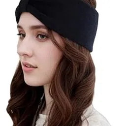 topibaaz Women Stylish Soft Acrylic Woolen Headband New Cris Cross Bow Earwarmer Crochet Headwrap Hairband Earmuffs Warm Winter Accessories (Black)-picture-27