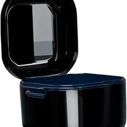 Denture Case w/Strainer Basket Bath Cleaning Soaking for Night Guard Black-picture-12