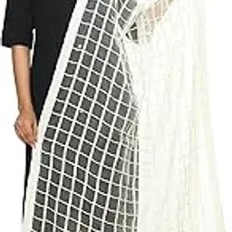 moeza Women's Cotton Square Off White Dupatta, Pack of 1, MFD0008-picture-31