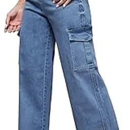 miss chase Women's Wide-Leg High-Rise Clean-Look Denim Jeans-picture-14
