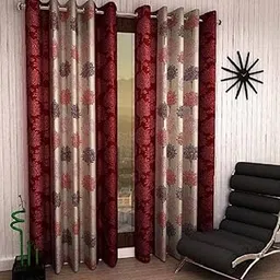 Kiara Creations 2 Piece Polyester Printed Curtains for Window 6 Feet, Maroon (Maroon, Window 6 Feet)-picture-13