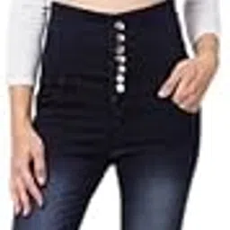 Women Casual Denim Jeans High Waist Black 42-picture-38