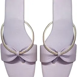 rajasthan craft Women's Beautiful Embellished T-Strap Design PVC Sole Slip On Flats Slippers with Bows-picture-50