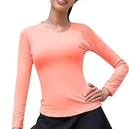 venzina Women's Long Sleeve Quick Dry T-Shirt UPF 50+ Sun Protection |Moisture Wicking, Stretchable, Lightweight Athletic Top for Yoga, Running, Dance, Gym & Casual Wear image 1