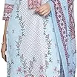 libas Blue Printed Poly Crepe Straight Kurta With Trousers & Dupatta-picture-42
