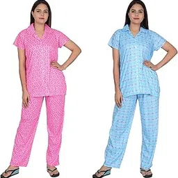 r rilo RILO Women/Girls Printed Cotton Blend Night Suit Pyjama with Pocket Combo Pack of 2-picture-15