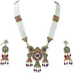 siddhi bangles Multi Layer Har Set with Earrings | Long Necklace Bridal Jewellery | Elegant Traditional Design | Gold Plated Ethnic Look | Party and Festive Use-picture-42