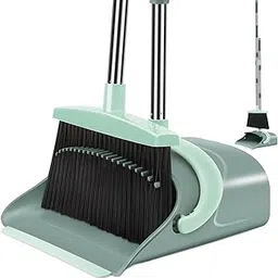 CoralTribeCoralTribe Broom and Dustpan Set for Home Cleaning | Long Handle, Upright Standing Design | Efficient Dust Sweeper for Floor, Room, Kitchen & Office Durable Catcher Combo (Jade Green)-image-25
