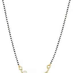 American Diamond Mangalsutra for women stylish 1gm gold mangal sutra short AD CZ Pendant Necklace design jewellery for women nallapusalu chains one gram 18 inch black beads chain golden -83-image-19
