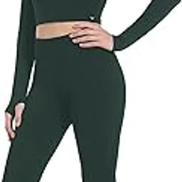 Women’s Seamless Crop Top & High Waist Leggings Set | Stretch Activewear for Yoga, Gym & Athleisure – Full Sleeve, Thumb Hole-image-39