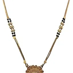 mymangalsutra Gold Plated Chain Full Golden Less Black Bead Vati Maharashtrian Marathi Style Mangalsutra Short Size(18 Inch) 14-picture-46