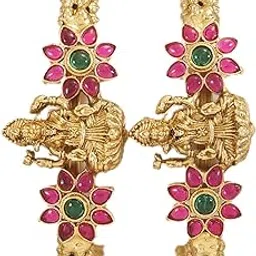 jewwel Ethnic Gold Plated Ruby Stone Temple Bangle Set | Traditional Indian Jewelry-picture-35