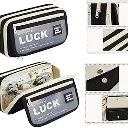 Umadiya® Large Capacity 9-Layer Canvas Pencil Pouch for Girls & Boys, Multipurpose Aesthetic Handheld Pen Bag Stationery Storage Pencil Case with High Value (Multi)-picture-30