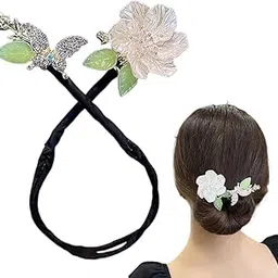 ECLATE ACCESSORIES 1 pc Rhinestone Flower Hair Clip, New Flowers Deft Bun Maker, Lazy Hair Curler Bun Clips Deft Bun Hair Twister, Elegant Flower (Design F)-image-34