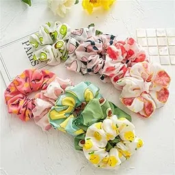 Women Fruit Print Scrunchies Hair Rope Ring Elastic Rubber Band Stretch Headwear-picture-18