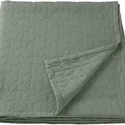 KÖLAX Bedspread 150x250 cm (59x98) Green – Stylish Quilted Cotton Coverlet, Lightweight Soft Throw Blanket, Breathable Cozy Bedspread for Home & Hotels-image-72