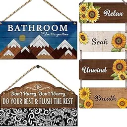 Chaka Chaundh - Set of 3 Bathroom Wall plaque Hanging Items – Bathroom Wall Sign Décor Items - Bathroom Quotes Wall Hanging - Bathroom Decorations Items Stylish-picture-31