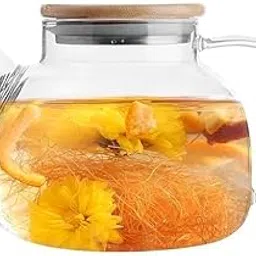 RIVANTA 1 LTR Glass Teapot Tea Kettle-with Stainless Steel Removable Infuser for Blooming Tea (Wooden Lid Glass Tea Pot)-picture-26