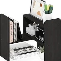 DeskBook Shelf | Compact Wooden Bookshelf for Desk or Study Table | Organizer for Books, Stationery, and Office Supplies | Black | 60 x 17 x 40 cm-image-90