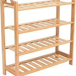 STORIA- 4 Tier Bamboo Shoe,Slipper Stand Chappal Storage Organizer Shoe Racks Utlity Racks, 57 x 68 x 23 cm-image-5