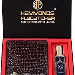 hammonds flycatcher Gift for Men & Women Combo - Genuine Leather Wallet Giftset - Leather Wallet- Birthday Special & Unique Gift Ideas (Aqua Di Gio, Brynn Brown)-picture-43