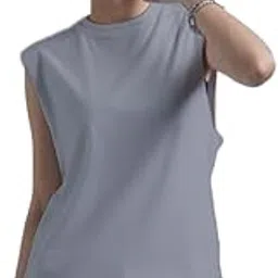 itki utki Plain Round Neck Sleeveless T Shirt for Women | 100% Cotton (Model A)-picture-41