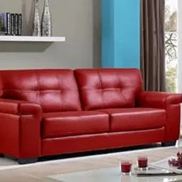 ES ESPINHO ESP199 Solid Sal Wood Leatherette Upholstered 3 Seater Sofa Set for Living Room, Red Color-picture-15
