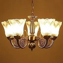 ADWAIT Chandelier Decorate with Chips & BeedsGlass for Magical & Romantic Lighting Effect,5 Light Ceiling Pandent Lamp-picture-14