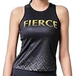 Women Official Wonder Woman: Fierce Black Printed Yoga Tank Tops-image-61