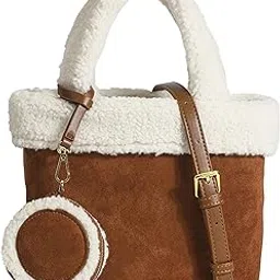 Casual Shoulder Bag Purse Handbag Backpack Soft Lamb Plush Handle Women-image-73